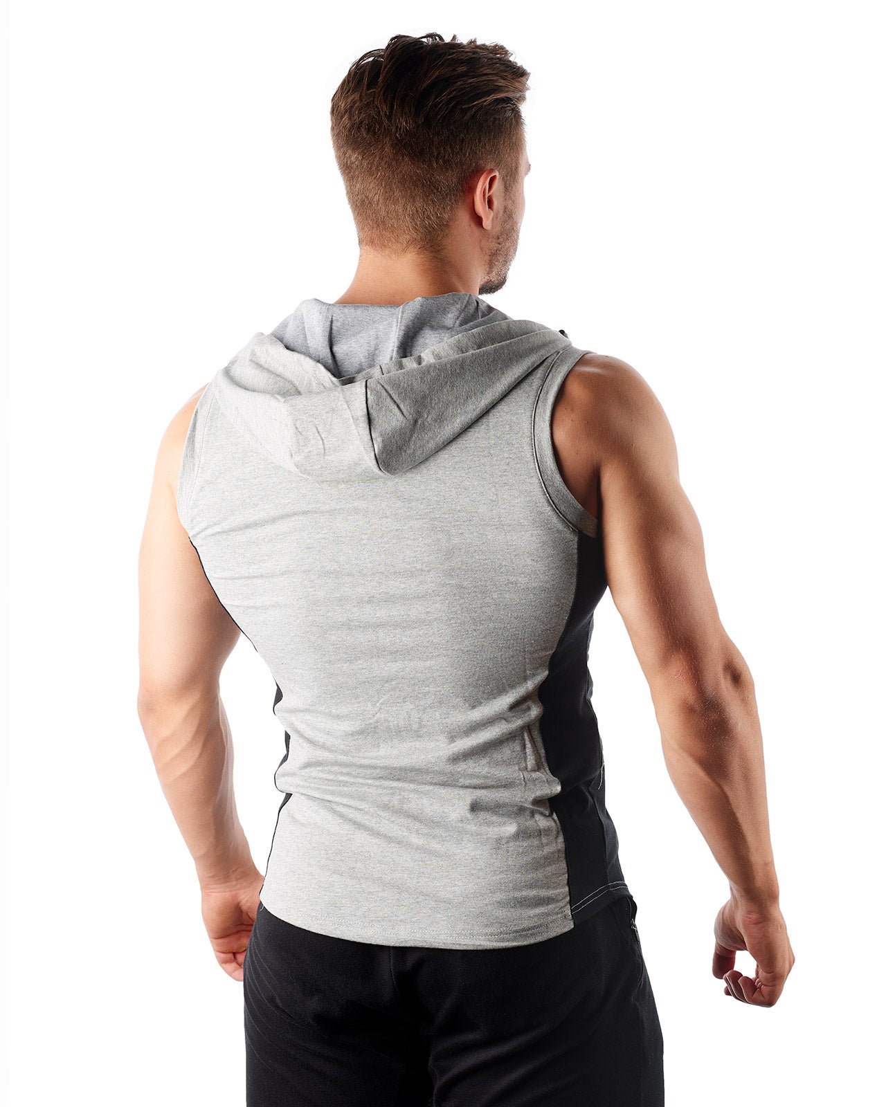 Sleeveless Hoodie Grey Black