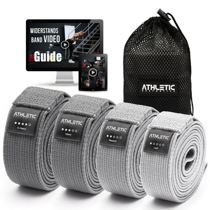 Widerstandsband 4er Set Textil (Grau) - Athletic Aesthetics
