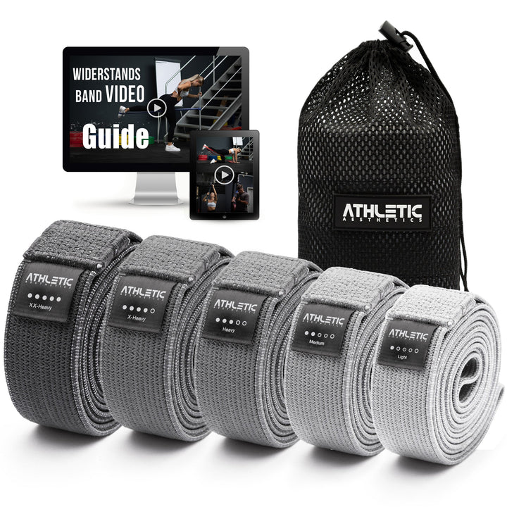 Widerstandsband 5er Set Textil (Grau) - Athletic Aesthetics